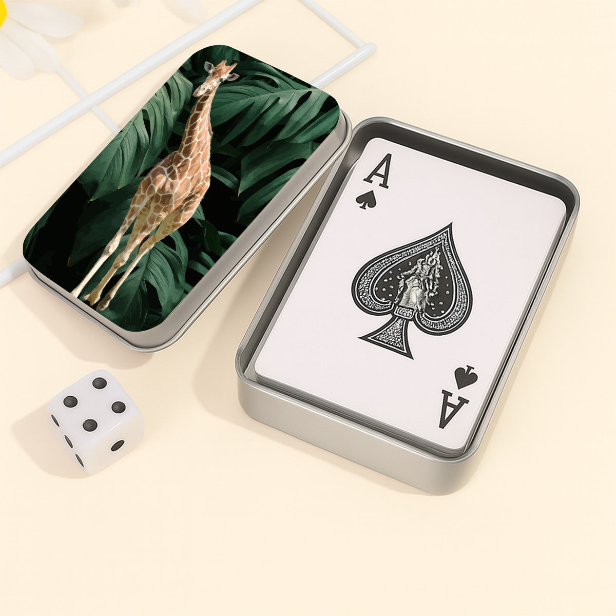 Tall Giraffe Surrounded by Greenery Custom Playing Cards