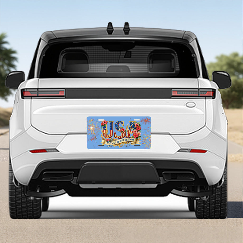 USA 250 Years of Freedom Car Aluminum License Plate - Printed in USA