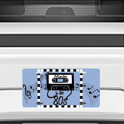 Made in the 80's Musical Cassette Tape Vanity Aluminum License Plate Auto Accessory