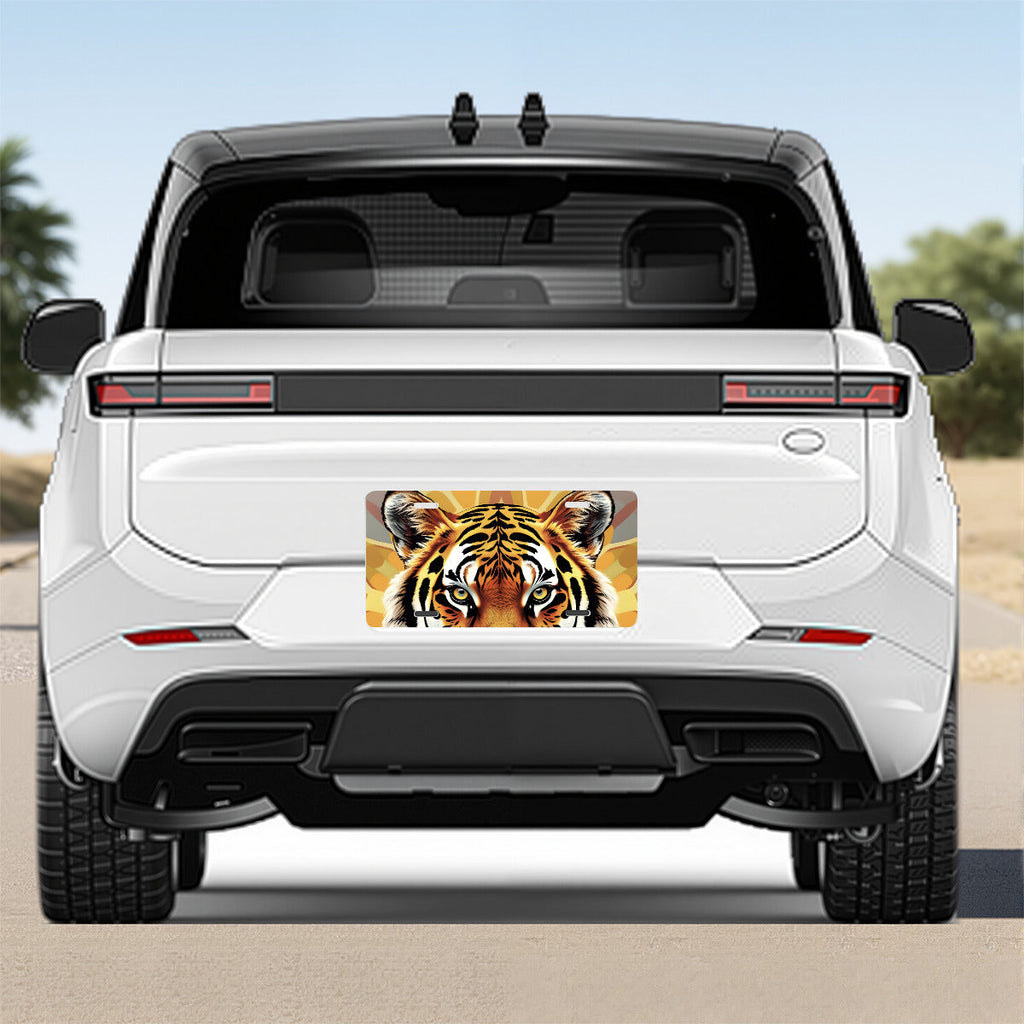 Tiger Hunting Prey Vanity Aluminum License Plate Auto Accessory