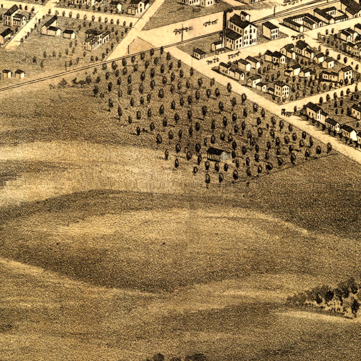 Vintage Map of Lincoln, Illinois 1869