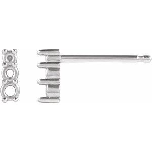 10K White Gold 1.7 mm Round Three-Stone Earring Mounting