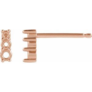 14K Rose Gold 1.7 mm Round Three-Stone Earring Mounting
