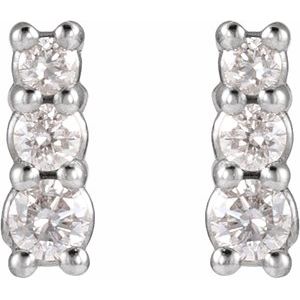 Platinum .03 CTW Lab-Grown Diamond Three-Stone Earrings – image 2