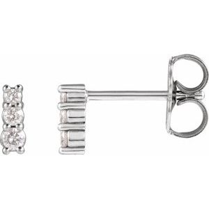 14K White Gold .03 CTW Natural Diamond Three-Stone Earrings