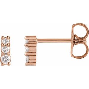 14K Rose Gold .03 CTW Natural Diamond Three-Stone Earrings