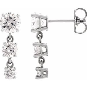 Platinum 1 5/8 CTW Lab-Grown Diamond Three-Stone Graduated Earrings