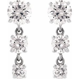 Platinum 1 5/8 CTW Lab-Grown Diamond Three-Stone Graduated Earrings – image 2