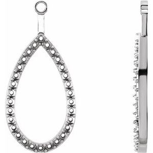 18K Palladium White Gold Accented Teardrop Earring Jacket Mounting