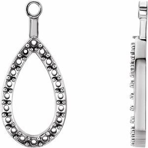 14K White Gold Accented Teardrop Earring Jacket Mounting