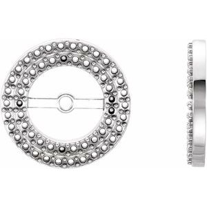 14K White Gold .90 mm Round 55-Stone Earring Jacket Mounting