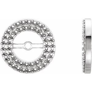14K White Gold .90 mm Round 43-Stone Earring Jacket Mounting