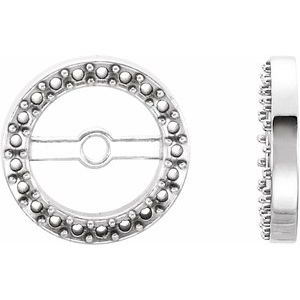 14K White Gold Halo-Style Earring Jacket Mounting with 7 mm ID