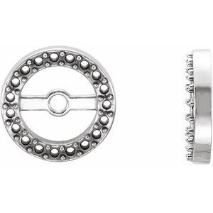 14K White Gold Halo-Style Earring Jacket Mounting with 5.3 mm ID