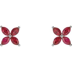 14K White Gold Lab-Grown Ruby Earrings – image 2