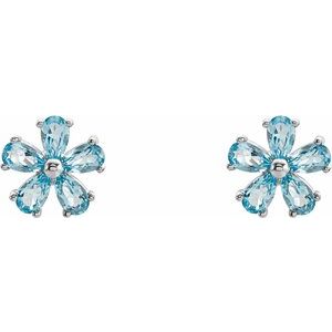 14K White Gold Natural Sky Blue Topaz Earrings – image 2
