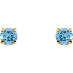14K Yellow Gold Natural Swiss Blue Topaz Youth Earrings – image 2