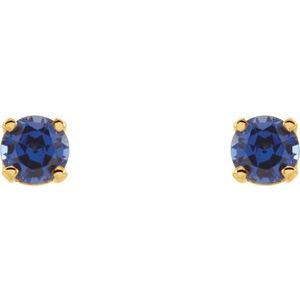 14K Yellow Gold Lab-Grown Blue Sapphire Youth Earrings – image 2