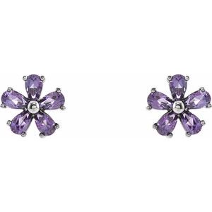 14K White Gold Natural Amethyst Earrings – image 2