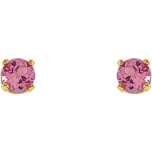 14K Yellow Gold Natural Pink Tourmaline Youth Earrings – image 2