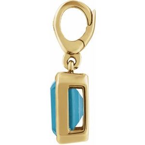 14K Yellow Gold Natural Blue Zircon Charm/Pendant – image 2