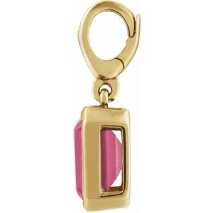 14K Yellow Gold Natural Pink Tourmaline Charm/Pendant – image 2