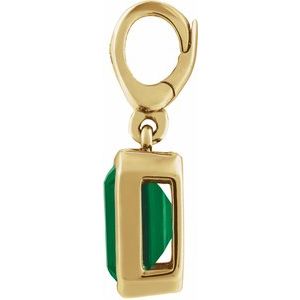 14K Yellow Gold Lab-Grown Emerald Charm/Pendant – image 2