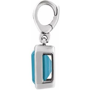 14K White Gold Natural Blue Zircon Charm/Pendant – image 2