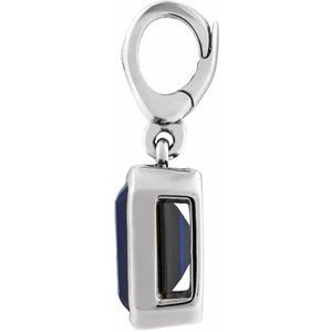 14K White Gold Natural Blue Sapphire Charm/Pendant – image 2