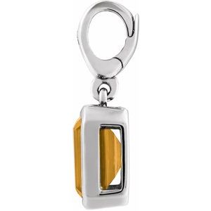 14K White Gold Natural Citrine Charm/Pendant – image 2