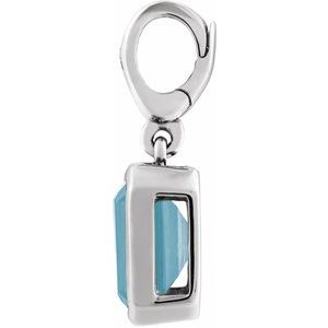 14K White Gold Natural Aquamarine Charm/Pendant – image 2