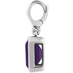 14K White Gold Natural Amethyst Charm/Pendant – image 2
