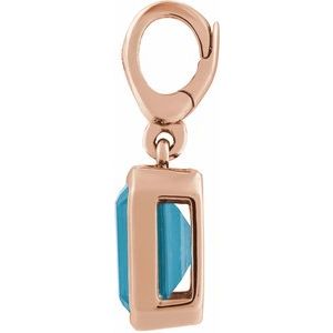 14K Rose Gold Natural Blue Zircon Charm/Pendant – image 2