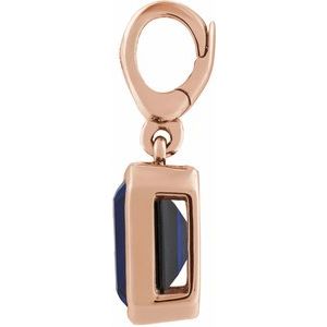 14K Rose Gold Lab-Grown Blue Sapphire Charm/Pendant – image 2