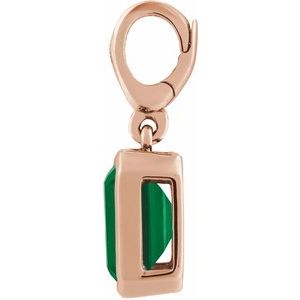 14K Rose Gold Lab-Grown Emerald Charm/Pendant – image 2