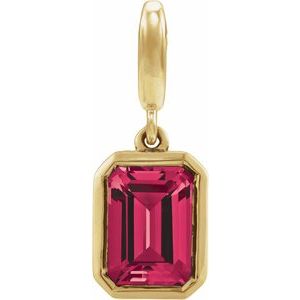 14K Yellow Gold Lab-Grown Ruby Charm/Pendant