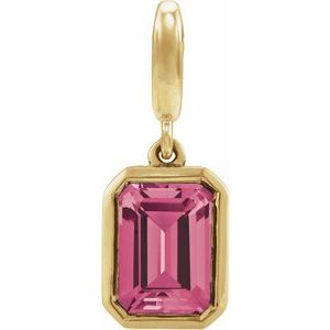 14K Yellow Gold Natural Pink Tourmaline Charm/Pendant