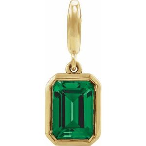 14K Yellow Gold Natural Emerald Charm/Pendant