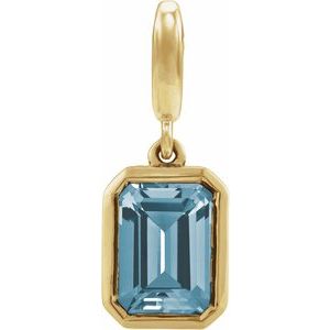 14K Yellow Gold Natural Aquamarine Charm/Pendant