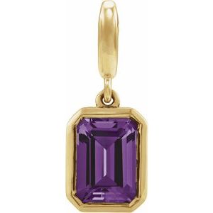 14K Yellow Gold Natural Amethyst Charm/Pendant