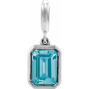 Sterling Silver Natural Blue Zircon Charm/Pendant