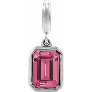 Sterling Silver Natural Pink Tourmaline Charm/Pendant