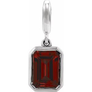 14K White Gold Natural Mozambique Garnet Charm/Pendant