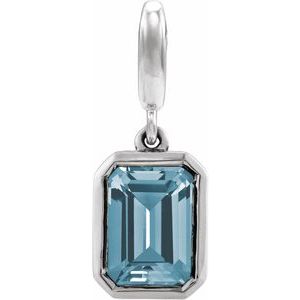 14K White Gold Natural Aquamarine Charm/Pendant