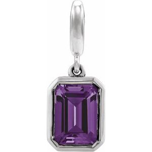Sterling Silver Natural Amethyst Charm/Pendant