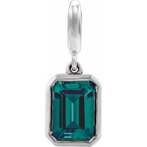 14K White Gold Lab-Grown Alexandrite Charm/Pendant