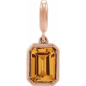 14K Rose Gold Natural Citrine Charm/Pendant