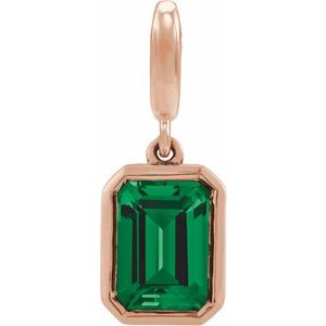 14K Rose Gold Lab-Grown Emerald Charm/Pendant