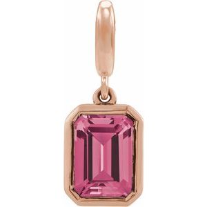 14K Rose Gold Natural Pink Tourmaline Charm/Pendant