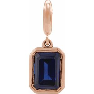 14K Rose Gold Lab-Grown Blue Sapphire Charm/Pendant